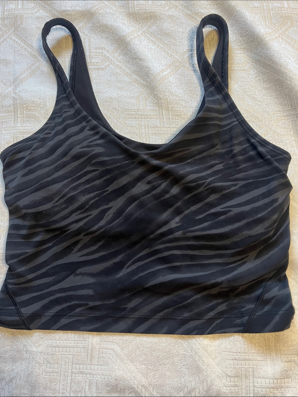 lululemon athletica Black and Charcoal Zebra-Print Crop Tank